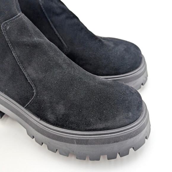 Asos Design Antigua Suede Sock Boots Round Toe Women's Black Size US9 EU40 - Picture 9 of 13